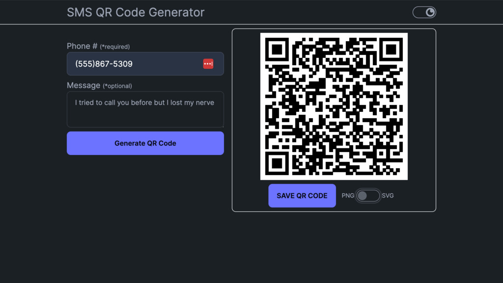 SMS Qr Code Generator